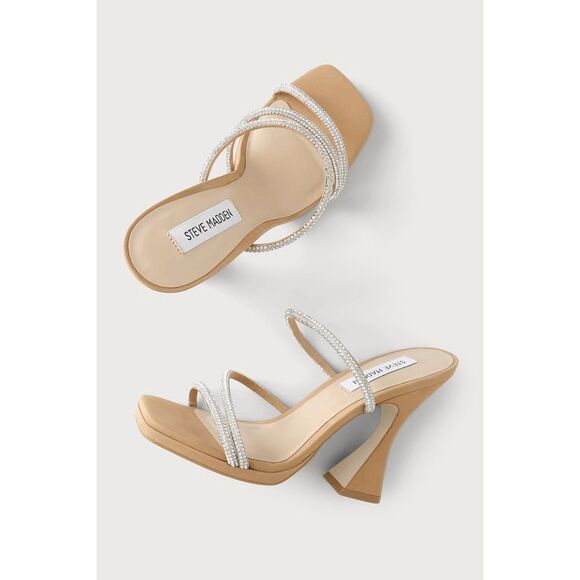 Steve Madden Women's Libbie Rhinestone Dress Sandals - Camel Nubuck 9.5M - Picture 11 of 13